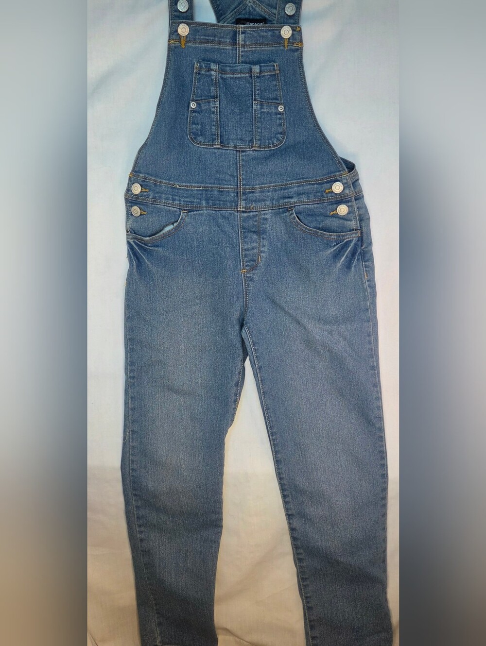 Vtg Jordache Girls Bib Overalls Sz 7/8 Medium Wash Denim Classic Fit Y2K Kidcore
